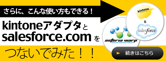 こんな使い方もできる！「kintoneアダプターとsalesforce.comをつないでみた！」続きはこちら＞