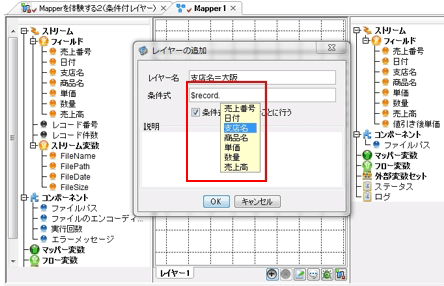 条件式にフィールド名を入力