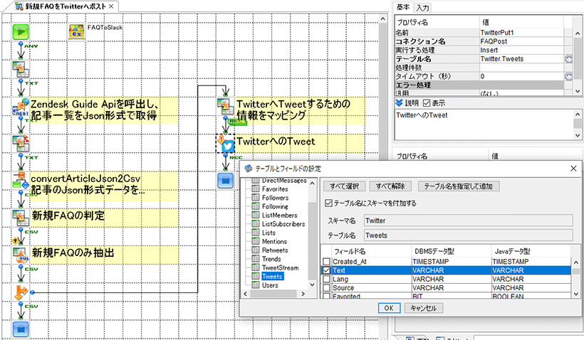 Twitter フロー作成画面