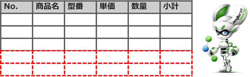 足りない分の行を自動追加してくれる機能