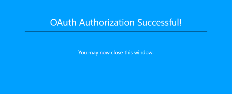 OAuth Authorization Sucessful!