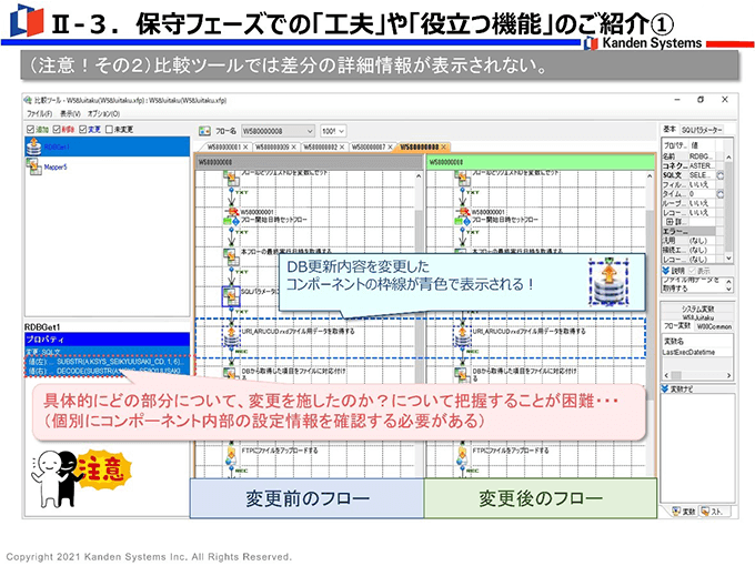 注意、比較ツールでは差分の詳細情報が表示されない