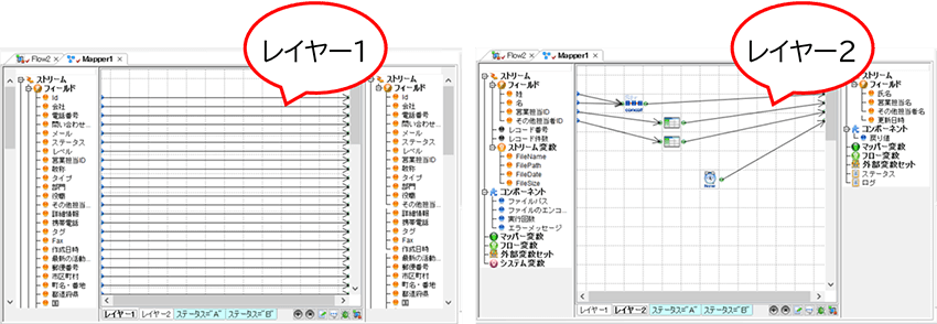 レイヤーによって表示するフィールドの変更が可能