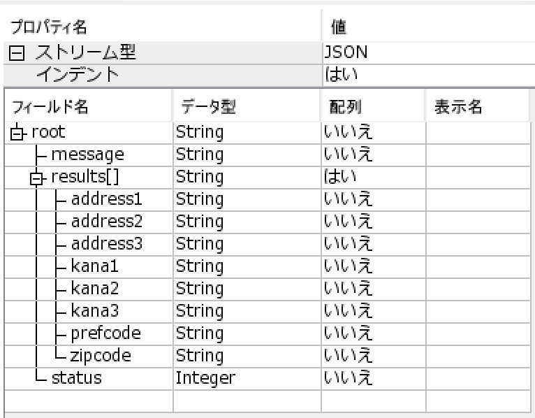 ストリーム型:JSON