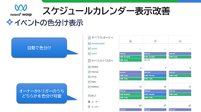 カレンダー表示改善 イベントの色分け表示