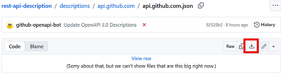 Download raw fileボタン