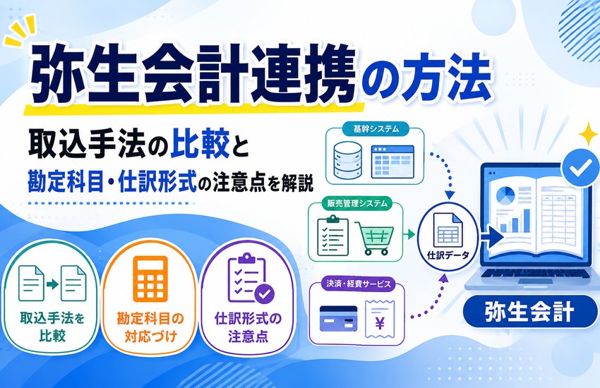 弥生会計連携の方法｜取込手法の比較と勘定科目・仕訳形式の注意点を解説