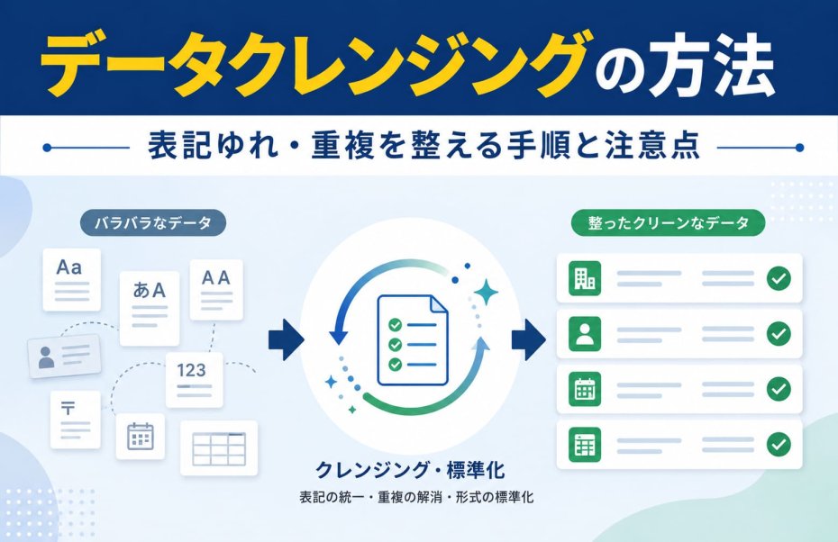 データクレンジングの方法｜表記ゆれ・重複を整える手順と注意点