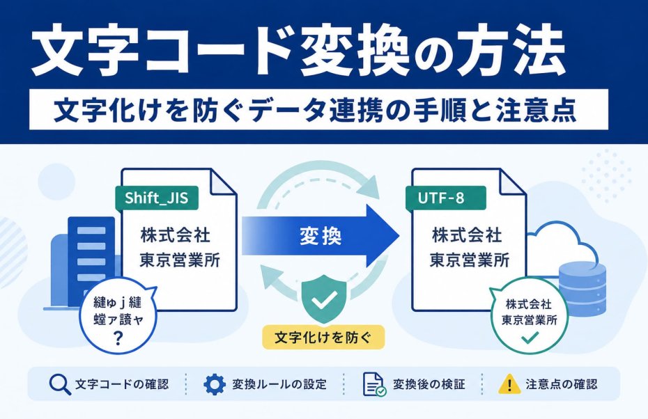 文字コード変換の方法｜文字化けを防ぐデータ連携の手順と注意点