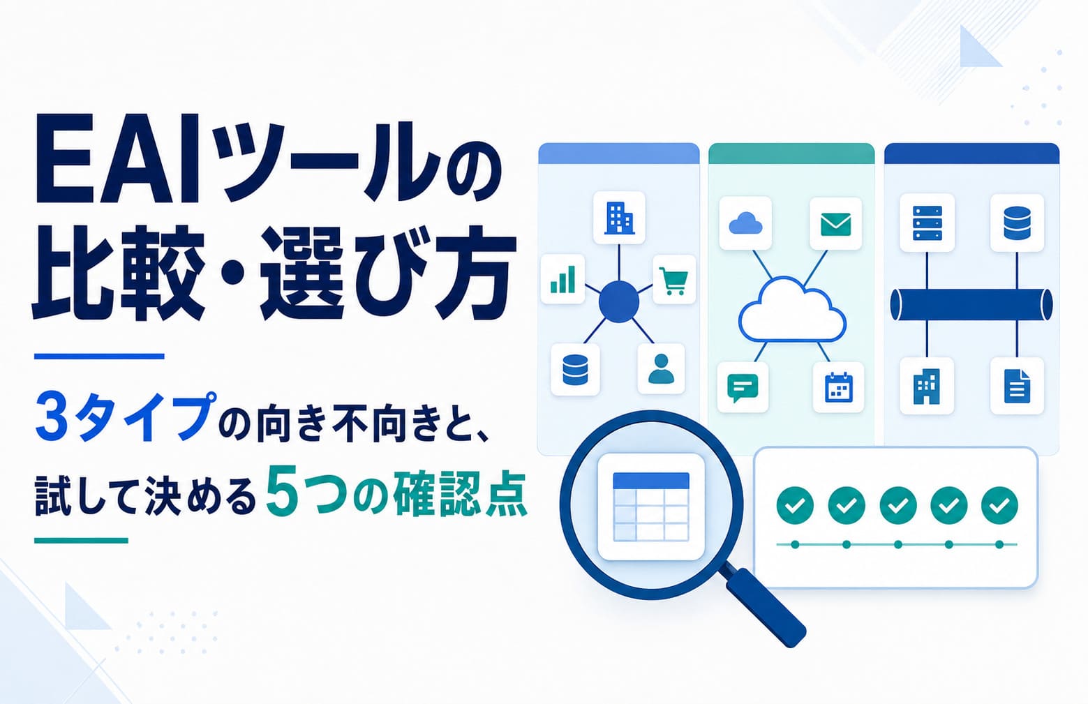 EAIツールの比較・選び方｜3タイプの向き不向きと、試して決める5つの確認点