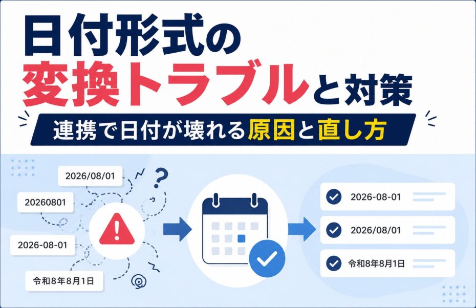 日付形式の変換トラブルと対策｜連携で日付が壊れる原因と直し方