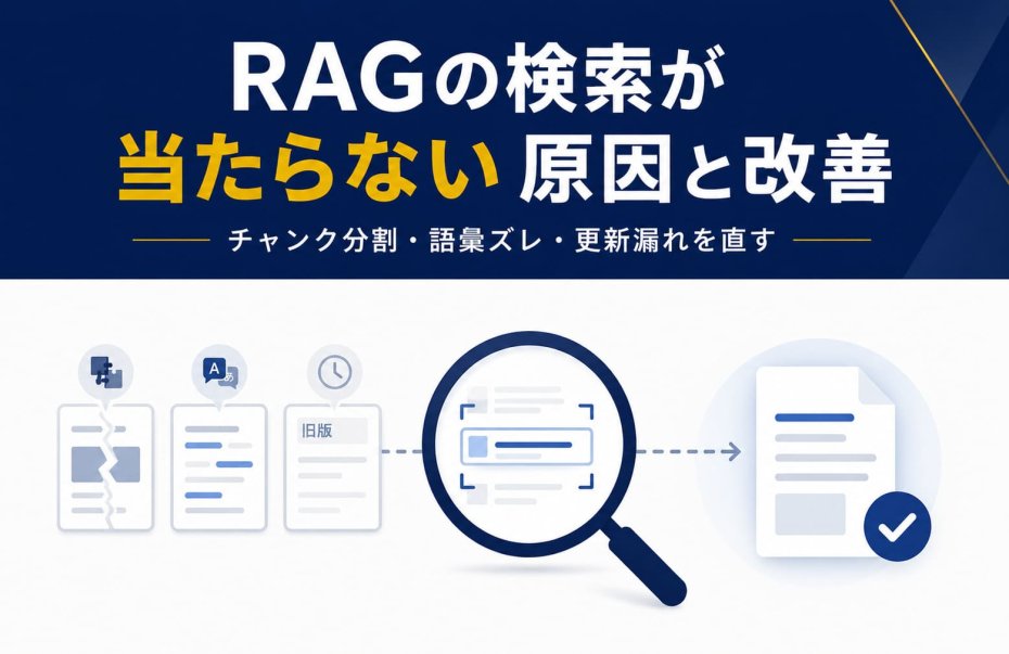 RAGの検索が当たらない原因と改善｜チャンク分割・語彙ズレ・更新漏れを直す