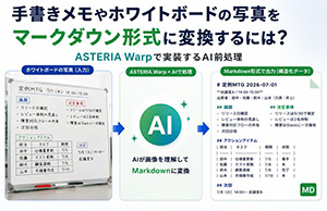 手書きメモやホワイトボードの写真をマークダウン形式に変換するには？ASTERIA Warpで実装するAI前処理
